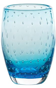 Zafferano Bolicante Lot de 6 verres fabriqués à la main selon la tradition ancienne - Aspect bulles d'air - Aigue-marine
