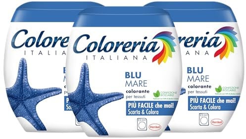 Coloreria Italiana Grey - Tinte para tejidos y prendas en la lavadora, color azul marino, 3 paquetes de 350 g
