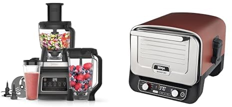 Ninja 3-en-1 Robot de cuisine et mixeur avec 5 programmes, 1200W, Auto-iQ, BN800EU + Ninja Woodfire Four à pizza extérieur électrique 8-en-1, rotissoire & fumoir barbecue, OO101EU