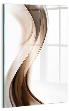 Wallfluent Dicke 4mm Wandbild Glasbild Gehärtetes Glas Mit Motiv 20x30cm Bild Wanddekoration Für die Küche Badezimmer und Schlafzimmer - Abstrakte braune Linien