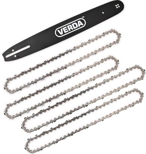 Verda Schwert für Husqvarna Kettensäge + 4x Sägekette 38cm | 3/8 1,5mm 64TG | Hochwertiges Führungsschwert & langlebige Ketten für präzises Sägen (Schwert + 4 Stück Sägekette SN0512 + SN0502-2)