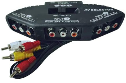 3-Way Audio Video AV Switch Selector Box Splitter Switch W/Cable for TV X-Box DVD Player Devices Switch