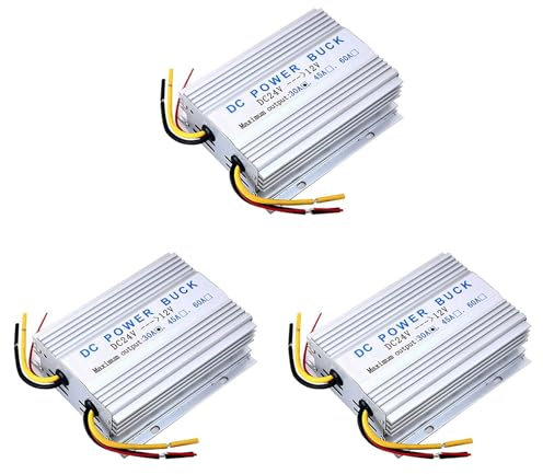Yeihhtuk 3X Convertitore di Tensione Step-Down DC-DC Regolatore Buck da 24V A 12V Trasformatore Riduttore da 30A Volt per Autoradio