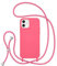 ZTOFERA Crossbody Lanyard Case for iPhone 12/12 Pro, Liquid Silicone Protective Phone Case with Strap Adjustable Neck Cord Necklace Soft Cover, Hot Pink