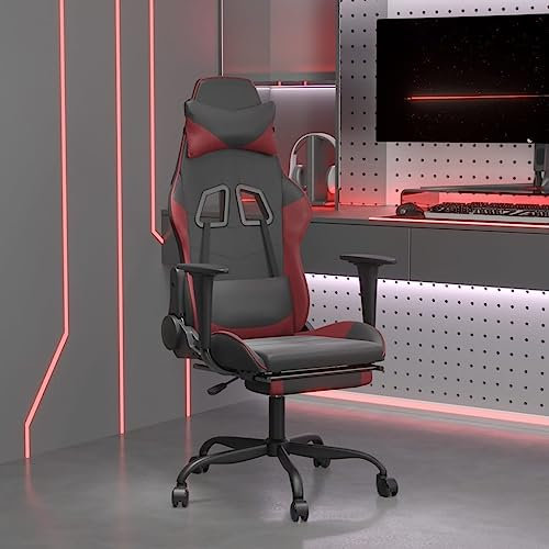 Tidyard Gaming-Stuhl mit Fußstütze Racing Gamer Stuhl, Ergonomischer Gaming Sessel, Gaming Chair PC-Stuhl,Schwarz und Weinrot Kunstleder