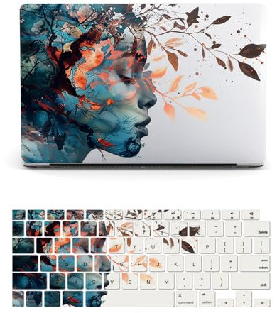 HLAAJJX Hülle Kompatibel mit MacBook Pro 16 Zoll A2485 A2780 A2991 M1 M2 M3 2021 2023 mit Liquid Retina Display Touch ID, Gedrucktes Muster Plastik Hartschale Matt Case & Tastaturschutz,Weiß&Gesicht
