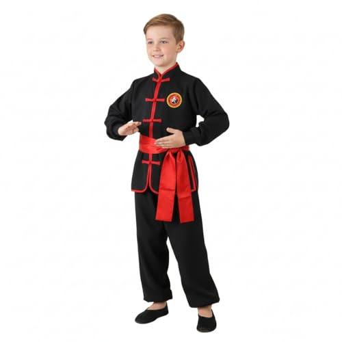STIOEDYUAN Kids Kung Fu Suits Tai Chi Uniform Chinese Martial Art Wing Chun Clothing Sets (Black, 7-8 Years)