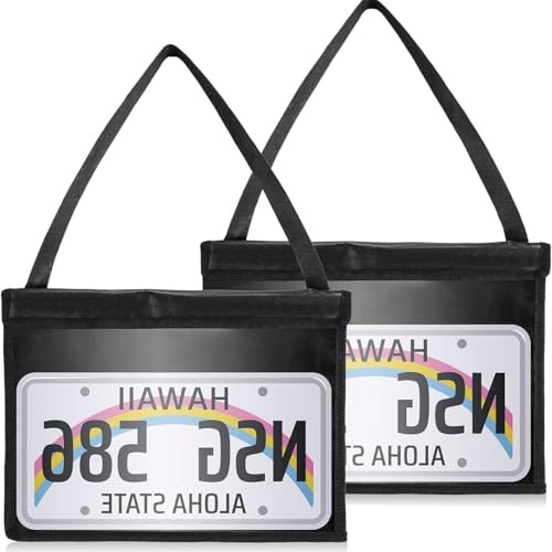 2 Pcs License Plate Holder with Hanging Strap Test Drive License Plate Holder with Hanging Strap - Durable Test Drive License Plate Bag for Car, SUV, Truck - Black Frame Cover