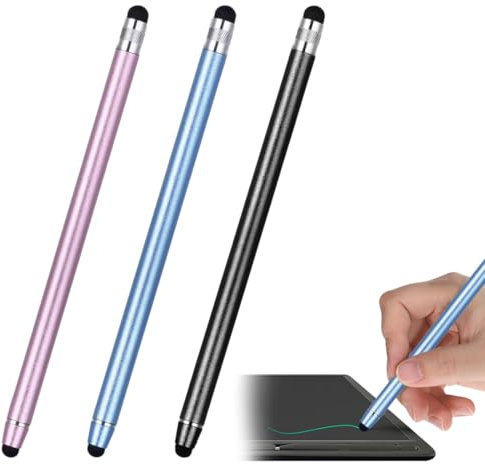 CULEO Punteros para móviles,Lápiz capacitivo de doble punta, 3 unidades, para teléfono móvil, lápiz táctil con punta de goma para tableta