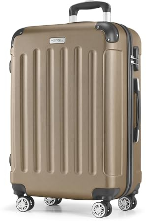 MERISH Reisekoffer Koffer Kofferset Trolleys Zwillingsrollen 3tlg. Hartschale in 9 Farben (Champagner, L)
