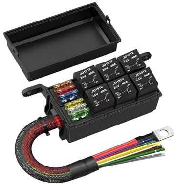 F Fityle Relay Box ATC Relais von Universellen Sicherungen mit 6 Sicherungsträgern mit ATV Motor Vehicle RV, 24 V