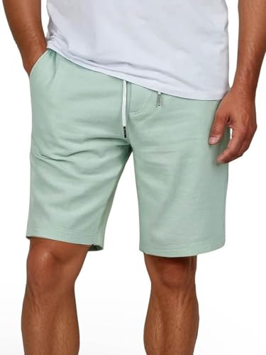 riverso Leinen Shorts Herren Sommer Regular Fit RIVOliver Kurze Hosen Bermuda Knielang Einfarbig, Größe:5XL, Farbe:Pastel Mint Green