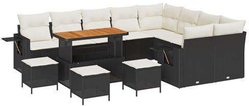 vidaXL Garten-Sofa-Set 13 pcs Schwarz Poly-Rattan, Garten und Terrasse, modernes Outdoormöbelset zum Relaxen, Loungesofa und Bequeme Sitze für Treffen