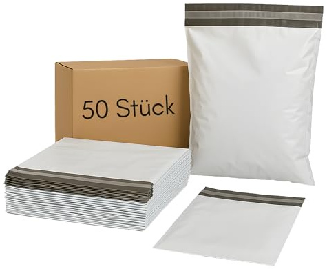 T-PACK Plastik Versandtaschen Kleidung C3 350x460 mm 50 Stück - Versandtüten für Vinted Wasserdicht - Große Versandtaschen für Kleidung - Logistik Verpackungen