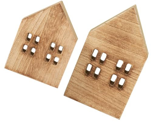 ERINGOGO 2 Stück Teiliges Holzhaus Deko Tischdekoration für Weihnachts und Festtags Elegantes für Wohnzimmer Bücherregal und Kreative