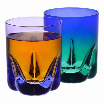 Krosno Bicchieri da Whisky Viola-Blu, set da 2 pezzi, 250 ml, Aurora | Per whisky bourbon rum e cocktail, Dipinti a mano, Colori Aurora, Idea regalo
