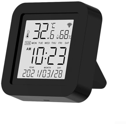 Smart WiFi Thermometer Hygrometer für Tuya, Infrarot Fernbedienung Digital, Benachrichtigung Alarm für Alexa Assistant Temperatur