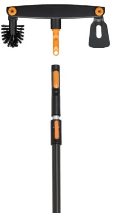 Fiskars OneClick Dachrinnenreiniger & Teleskopstiel L | Komplett-Set für Dachrinnen, Einfach zusammensteckbar, Sicheres Reinigen vom Boden, Einstellbarer Winkel, 1080718