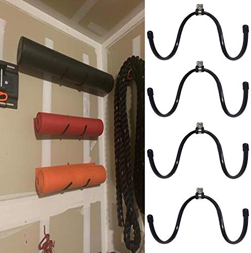 Wandmontierter Yogamatte, Schaumstoff-Roller und Handtuchhalter – Yoga und Barre Mats Aufbewahrungsregal, Wandhalterung, Ablagefach, Übungsmatte für Ihre Fitness-Klasse oder Heimstudio, (4 Stück)
