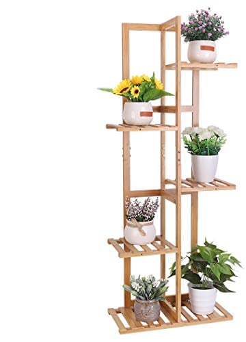 Medla Scaffale portafiori in bambù 5 ripiani, porta fiori da interno fioriera a scala da esterno portafiori da esterno balcone scaffale porta piante scaffale portavasi espositore vasi scaffale