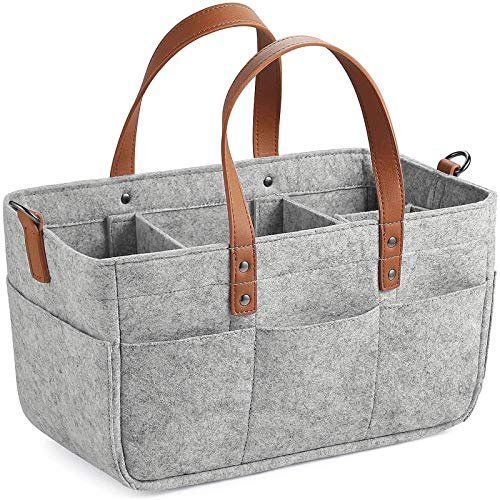 handyct Baby Windel Caddy Filztasche, Tragbarer Wickeltisch Organizer Multifunktionale Wickeltasche, Filzkorb Aufbewahrungsbox mit wechselbaren Fächer für Kinderzimmer, Auto und Reise, (B)