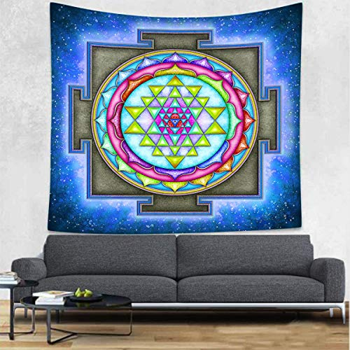 SHRAPHY Mandala Hippie Tapisserie Psychedelic Lotus Tapisserie Sri Yantra Meditation Tapisserie Geometrie Kunst Mandala Meditation Banner Wandbehang für Heimdekoration 152 x 152 cm GTWYUH430