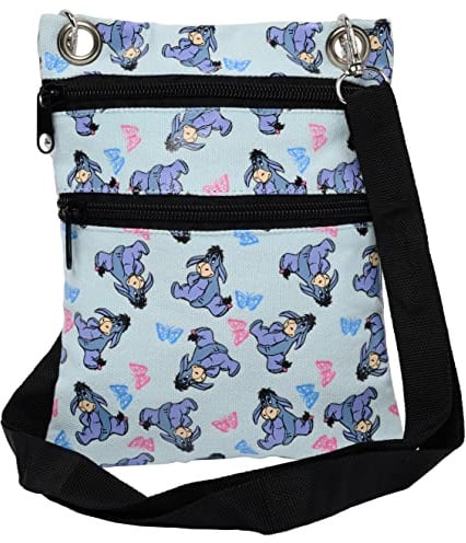Disney Passport Bag Crossbody Travel Mickey Minnie Eeyore Stitch All Over Print