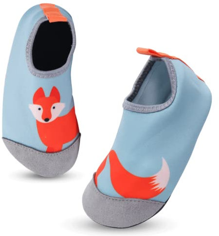 Zapatos de Agua Niño Niña Escarpines de Playa Antideslizante Secado Rápido Calcetines de Natación Zapatillas de Piscina Descalzo Unisex Bebé Verano Barefoot Calzado Aqua Surf Buceo Zorro 22/23EU