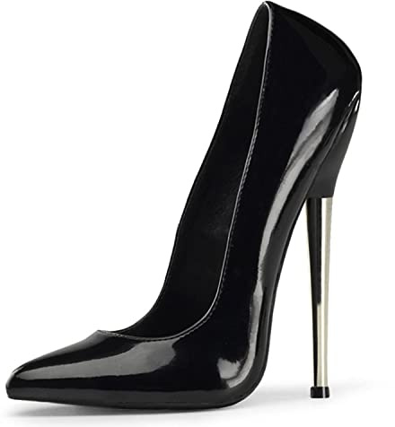 WOkismD Sexy Pole Dance Stiletto High Heels Lackleder Slip On Pumps 18CM Heels Spitz Geschlossene Zehe Hochzeitsfeier Sexy Abendschuhe für Unisex