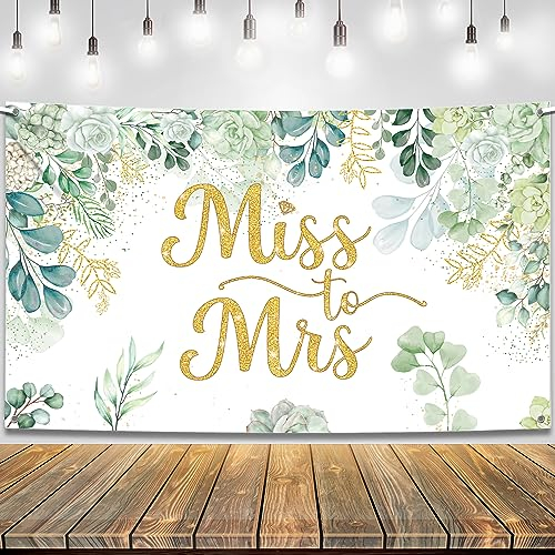 KatchOn, Grünes „Miss To Mrs“-Banner – XtraLarge 72 x 44 Zoll | Miss To Mrs-Hintergrund für Bachelorette-Party-Dekorationen | Brautparty-Hintergrund für tropische Brautparty-Dekorationen, Miss To Mr