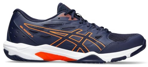 ASICS Herren Gel-Rocket 11 Volleyballschuhe, Größe 45, Peacoat/Shocking ORANGE, Peacoat/Shocking Orange, 46 EU
