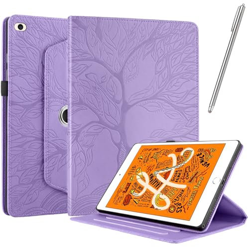 Netany Funda para iPad Mini 5/4/3/2/1 (7.9-Pulgada, 2019/2015/2014/2013/2012 Model) con lápiz Capacitivo, Piel sintética con Tapa función Atril Soporte Funda [Auto-Reposo/Activación] - Púrpura