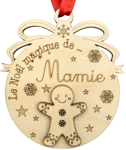 ERNESTINE - Christbaumkugel, personalisierbar, Oma, Großeltern, Dekoration, Party, Oma, aus Holz – einzigartiges Geschenk für Weihnachten, Kugeln, personalisierbar, traditioneller Tannenbaum –