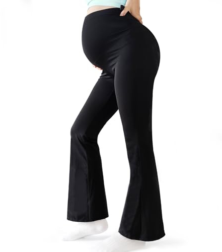 Alled Legging de Maternité Femme, Pantalon de Grossesse pour Travail/Loisirs/Sport/Décontracté,Pantalon de Yoga Extensible évasé