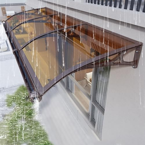 Moderne toiture polycarbonate marquise de porte avec rainure de drainage, Support en aluminium auvent de terrasse, exterieur muet auvent de porte d'entrée, Coupe-vent, pluie, neige, rayons UV. ( Color
