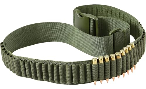 Cinturón de Cartuchos, Escopeta de Nailon, Calibre de Caza, Pistola de Escopeta, Bandolera de munición, 130 cm de Largo, cinturón de Cartuchos para Cartuchos de Escopeta 12GA (Verde Militar)