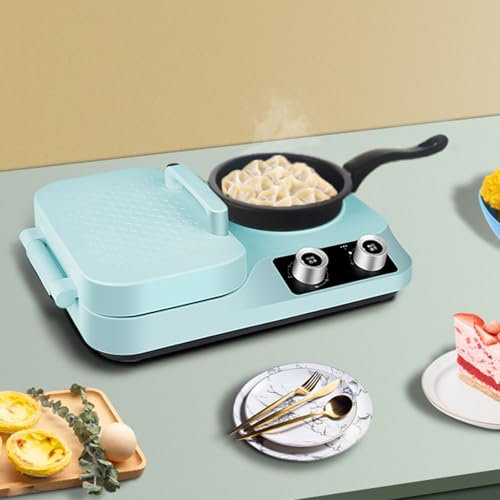 HmLotd Macchina per la Colazione, Macchina per la Colazione 4 in 1, Cottura al Forno Fry Boil Steamer Integrato, con Padella Antiaderente, pentola in Acciaio Inossidabile 304 Facile da Pulire Adatta
