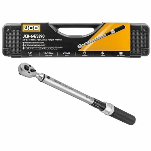JCB 3/8 Zoll Mechanischer Drehmomentschlüssel 20-120 Nm, einstellbarer Drehmomentbereich von 20-120 Nm, dieser vielseitige Drehmomentschlüssel ist ideal zum präzisen Anziehen von Schrauben und Muttern