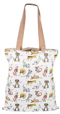 SPOTTED DOG GIFT COMPANY Tote Bag, Wiederverwendbare Einkaufstasche aus Canvas, Tragetasche Damen mit Langen Henkeln, Baumwolle, Faltbar mit Hundemotiv, Geschenke für Hundeliebhaber 38 x 42 cm
