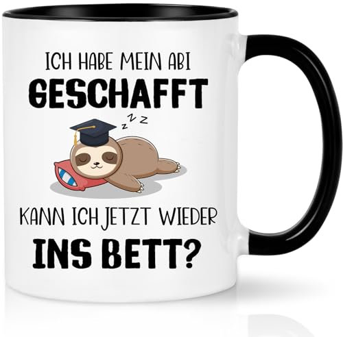 CHUIN DRUCK Abitur Geschenke Schulabschluss Geschenke zum Bestandenen Abitur Tasse - Ich habe mein Abi geschafft Kann ich jetzt wieder ins Bett? - Lustige Abi Geschafft Geschenk, 320ml Schwarz