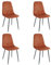 LOLAhome - Pack de 4 sillas de Comedor o Cocina Lina Rojo Teja tapizadas en Lino con Patas metálicas Negras