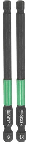 sourcing map 2pcs H5 Flat Hex Head Screwdriver Bit 5mm Metric Tip 1/4 Hex Shank 100mm (4) Long Magnetic Hexagonal Screw Drill Bit Wrench Black Phosphate S2 Steel Power Driver Socket