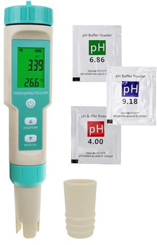pH metro per acqua: tester d'acqua digitale 7 in 1 con pH, TDS, EC, ORP, sale, S.G e misurazione della temperatura, tester pH a forma di penna, misuratore ppm con soluzione tampone del pH, ideale per
