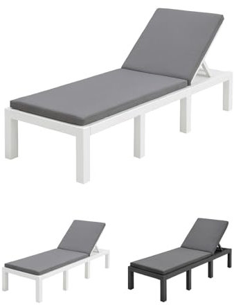 Jardin202 - Tumbona Multiposición para Exterior - Hamaca Elegante y Moderno Resistente a los Rayos UV | Pack 2 uds (Blanca)