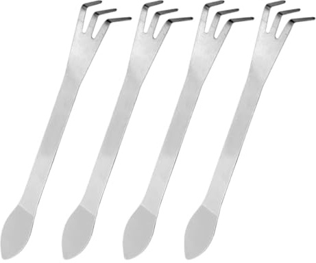 PAMINGONO 4 Stück Kleiner Rechen aus Edelstahl Handkultator mit Doppelkopf Kompakt für Bodenlockerung und Unkrautbekämpfung im Gemüse und Bonsai Garten