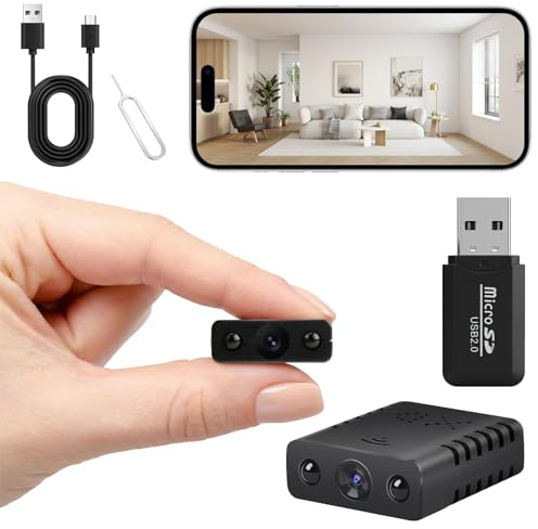 Mini-Kamera, WLAN-Sicherheitskamera, HD 1080P | Versteckte Überwachungskameras, kabellose Überwachung, Plug and Play, Nachtsicht, Fernansicht für mehr Sicherheit mit der App