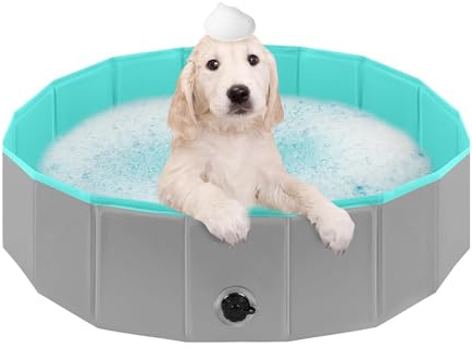 VASIVO 80 * 20CM Piscina para Perros Plegable, Piscina para Perros Grandes y Pequeños, Piscina para Mascotas, Pataquera para Perros, Piscina Plegable de PVC para Perros (Verde)