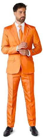 Suitmeister Anzüge für Herren - Mit Jackett, Hose und Krawatte mit Festlichen Print Solid Orange - XXL