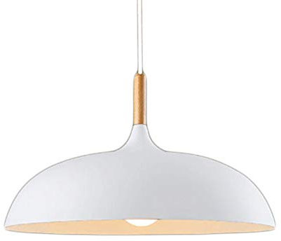 Winlams QUASHION Modern Pendelleuchte Hängeleuchte Pendellampe Deckenleuchte Beleuchtung 1X E27 Fassung Naturholz Oben und Weiß Lampenschirm