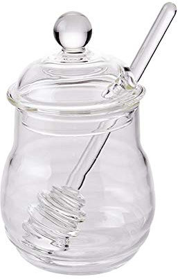 300ml Glas Honigbehälter Transparentes Honigglas Mit Rührstab, 13,5 X 6,3 X 4cm